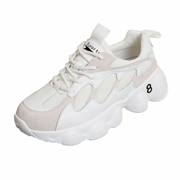 Női alkalmi sportcipő durva talppal, fehér és szürke színben