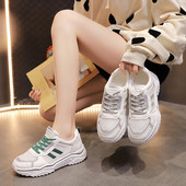 Tenisi dama sport-casual cu sireturi colorate in alb