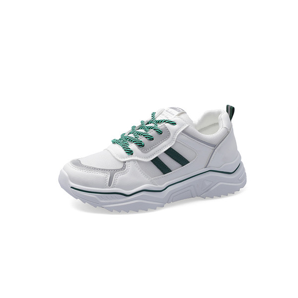 Tenisi dama sport-casual cu sireturi colorate in alb