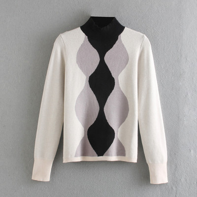 Γυναικείο Slim πλεκτό πουλόβερ σεr μαύρο, λευκό και κόκκινο χρώμα