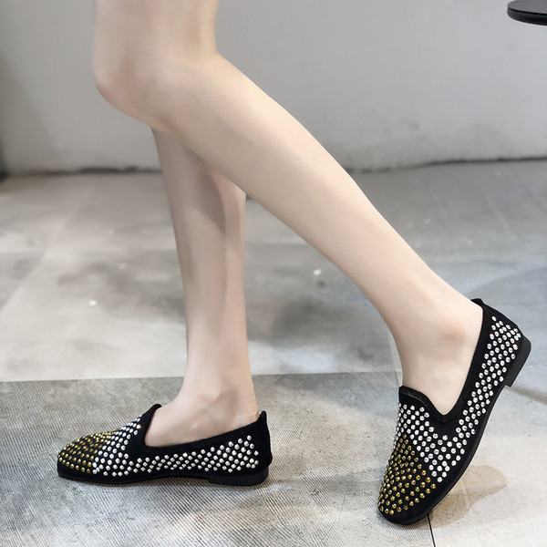 Pantofi casual de dama moderni cu pietre colorate si talpa plata