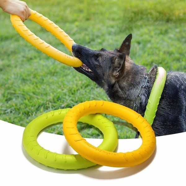Интерактивна играчка за куче - обръч с диаметър 27см в зелен, червен и оранжев цвят 