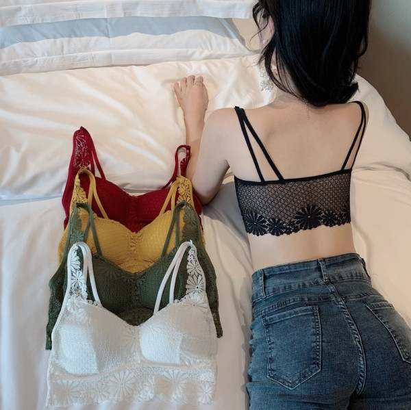 Női csipke mellszobor vékony pántokkal, fehér, zöld, bézs, piros és fekete színekben