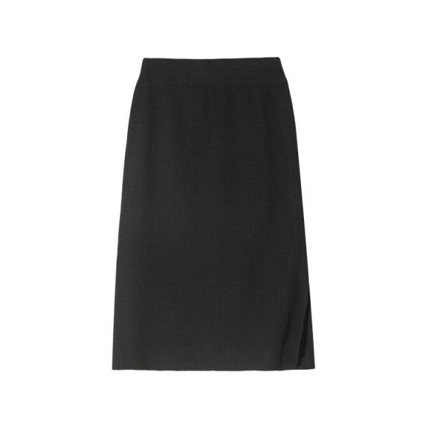 Hosszú kötött szoknya elasztikus derékkal és hasítékkal bézs és fekete színben