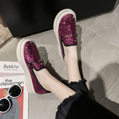 Csillogó hatású modern női alkalmi cipő rózsaszín, zöld, fekete és ezüst színekben