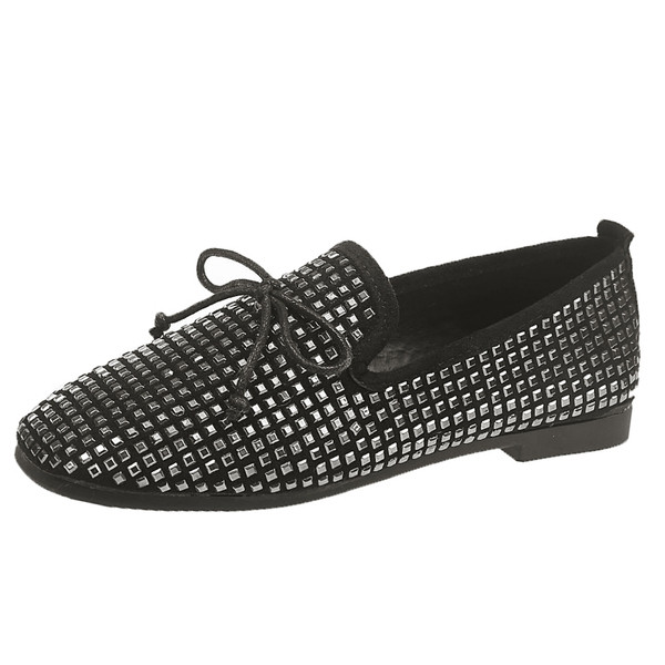 Női alkalmi cipő fekete és ezüst kövekkel