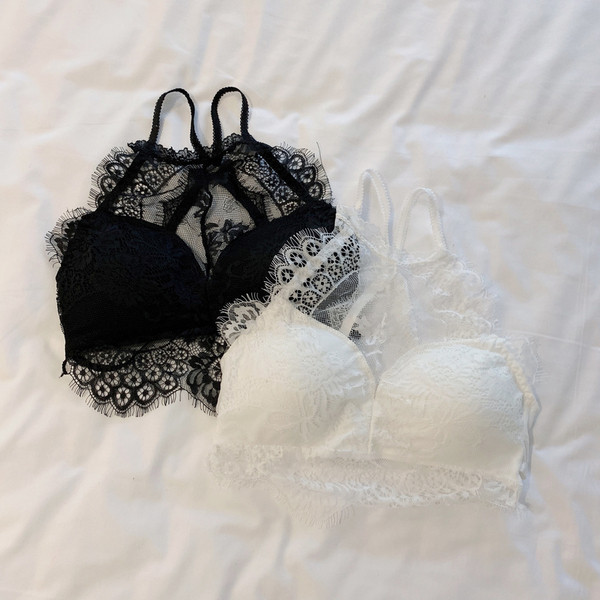 Bustieră de damă din dantelă alb-negru