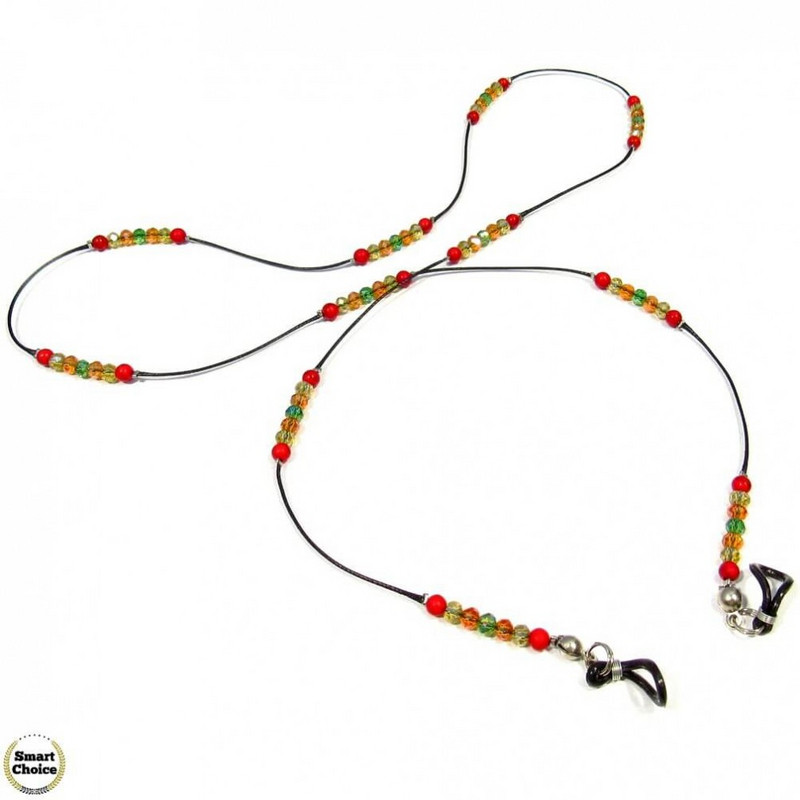 Връзка за очила от естествени камъни Червен корал - DM-1076