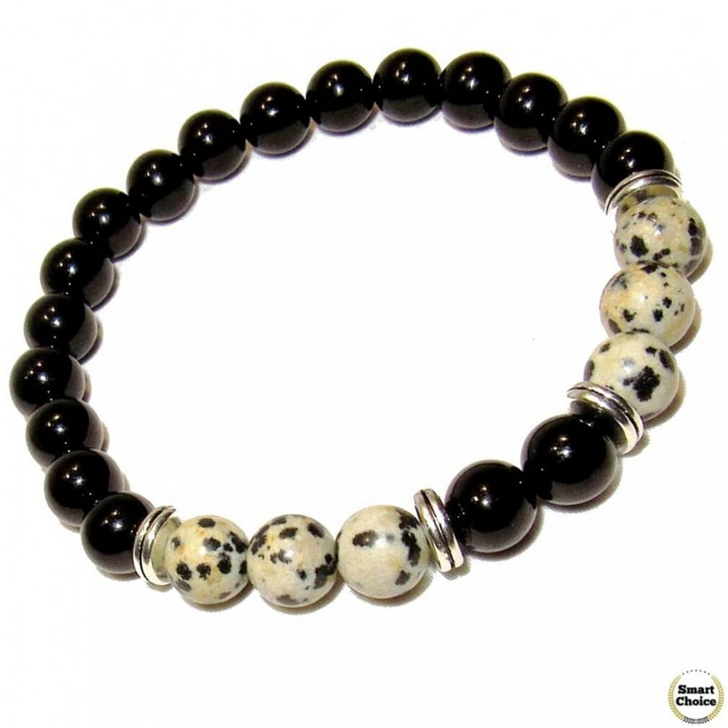 Мъжка гривна от естествени камъни Оникс и Яспис - DM-2450