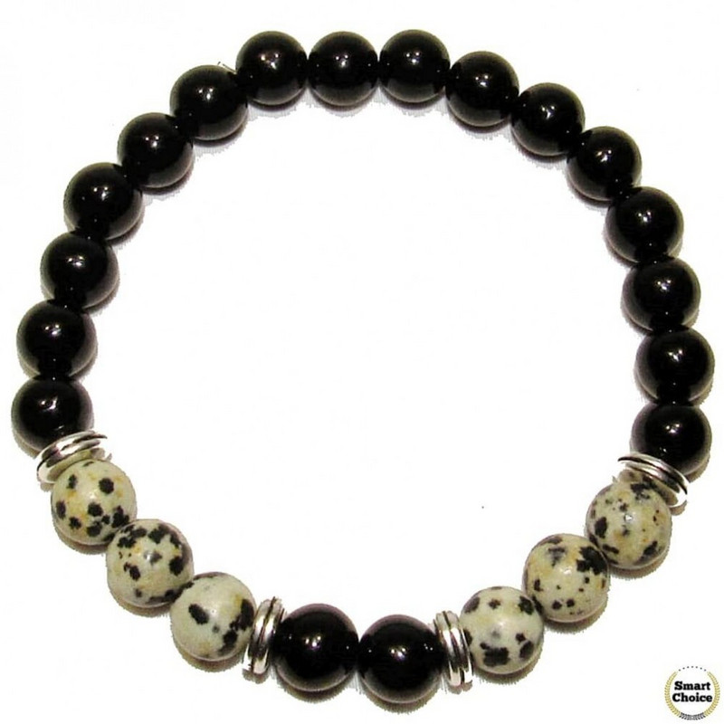 Мъжка гривна от естествени камъни Оникс и Яспис - DM-2450