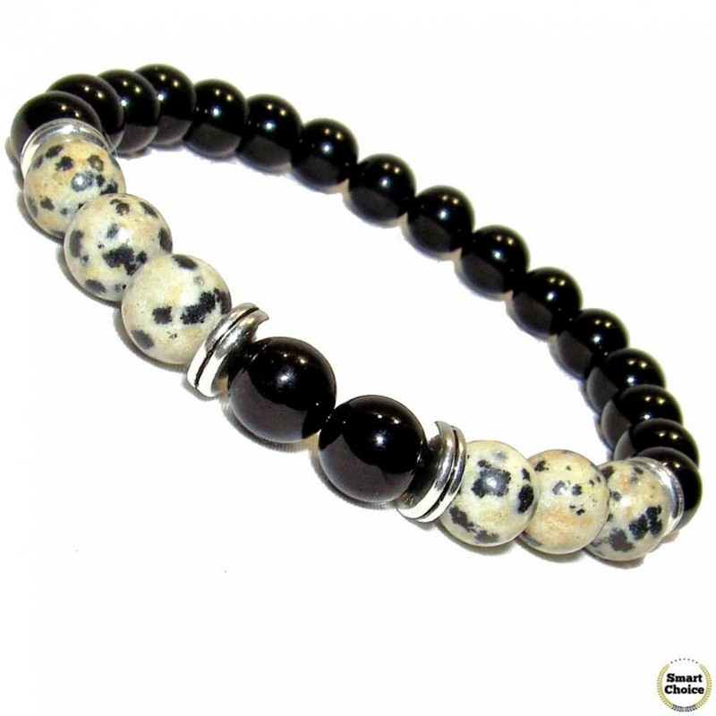 Мъжка гривна от естествени камъни Оникс и Яспис - DM-2450