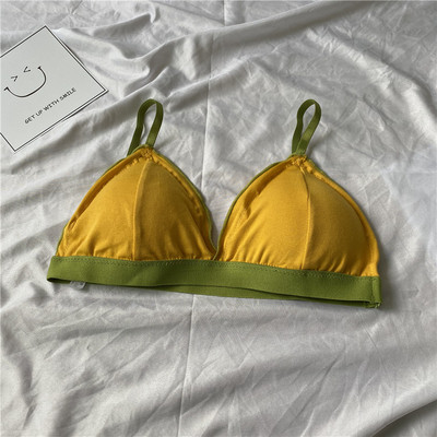 Дамски ежедневен сутиен с триъгълна чашка в бежов,черен,жълт,зелен,син и лилав цвят