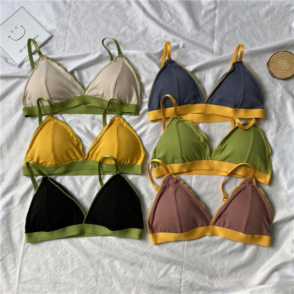 Дамски ежедневен сутиен с триъгълна чашка в бежов,черен,жълт,зелен,син и лилав цвят