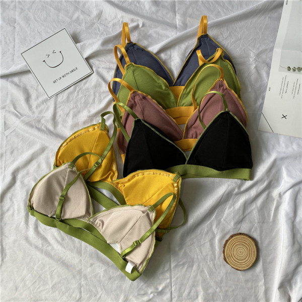 Дамски ежедневен сутиен с триъгълна чашка в бежов,черен,жълт,зелен,син и лилав цвят