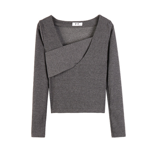 Retro moteriška velvetinė palaidinė su kvadratine iškirpte rudos, pilkos ir juodos spalvos