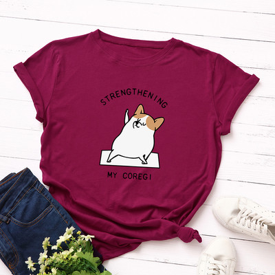 Γυναικείο T-shirt με πολύχρωμη εφαρμογή και στρογγυλό ντεκολτέ σε διάφορα χρώματα