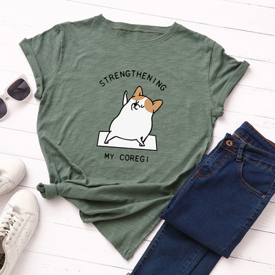 Γυναικείο T-shirt με πολύχρωμη εφαρμογή και στρογγυλό ντεκολτέ σε διάφορα χρώματα