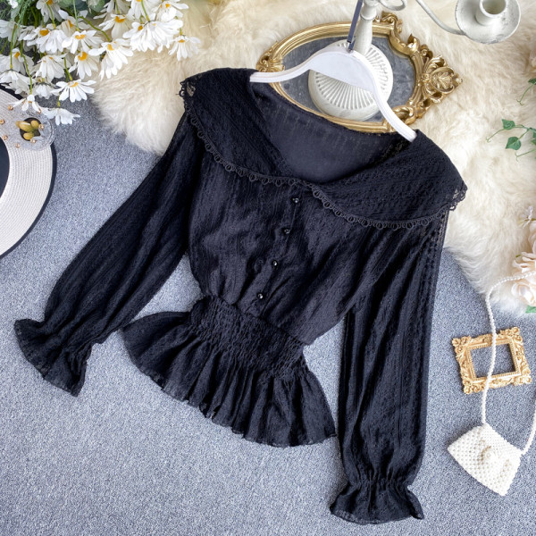 Модерна дамска риза дантела и шпиц деколте в четири цвята