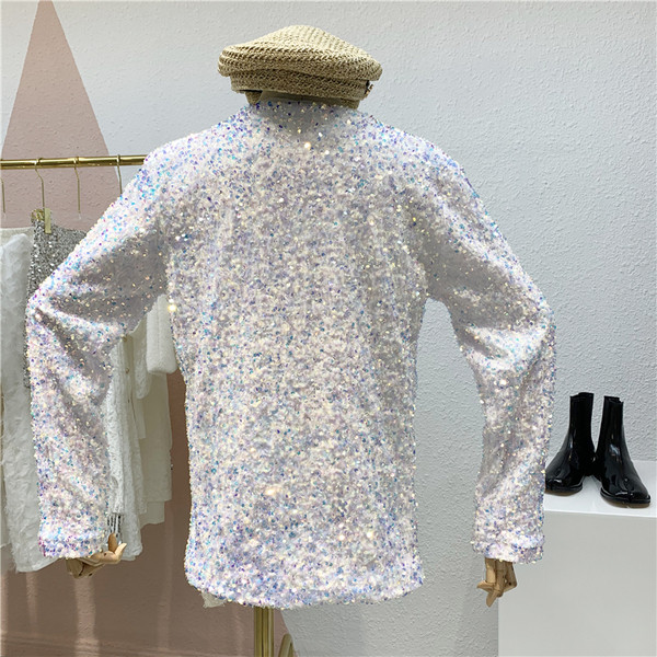 Γυναικείο πουλόβερ με  γυαλιστερό εφε  με πούλιες και μεταλλικό ντεκολτέ σε τρία χρώματα