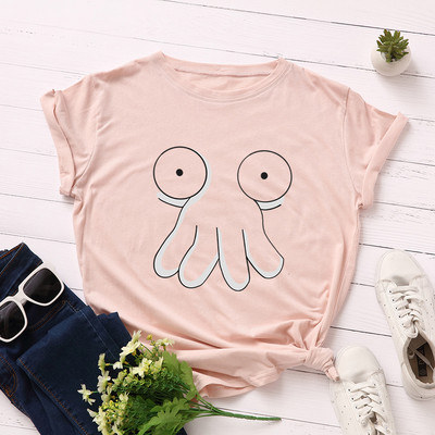 Дамска ежедневна тениска с апликация и обло деколте в няколко цвята