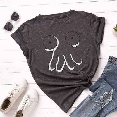 Дамска ежедневна тениска с апликация и обло деколте в няколко цвята