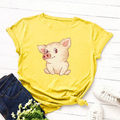 Дамска ежедневна тениска с цветна апликация и обло деколте в няколко цвята