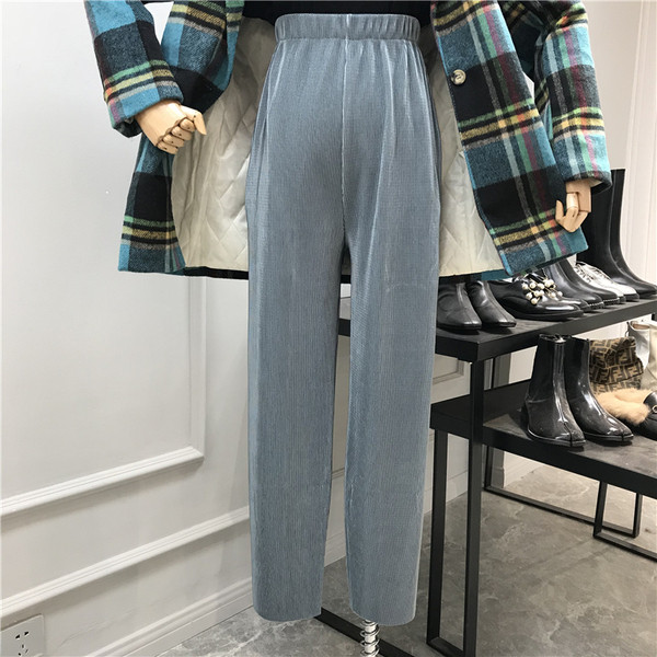 Ежедневен дамски панталон с висока еластична талия в различни цветове