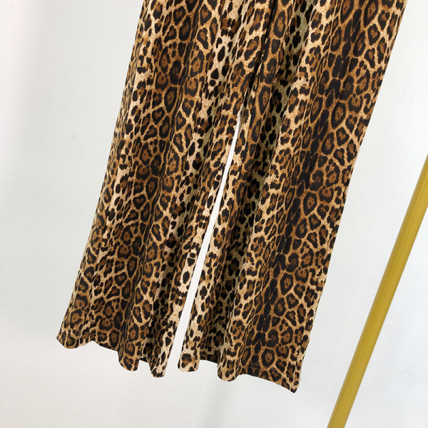 Широки панталони с леопардов принт и еластична талия