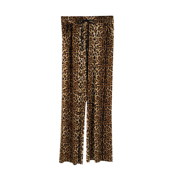 Широки панталони с леопардов принт и еластична талия
