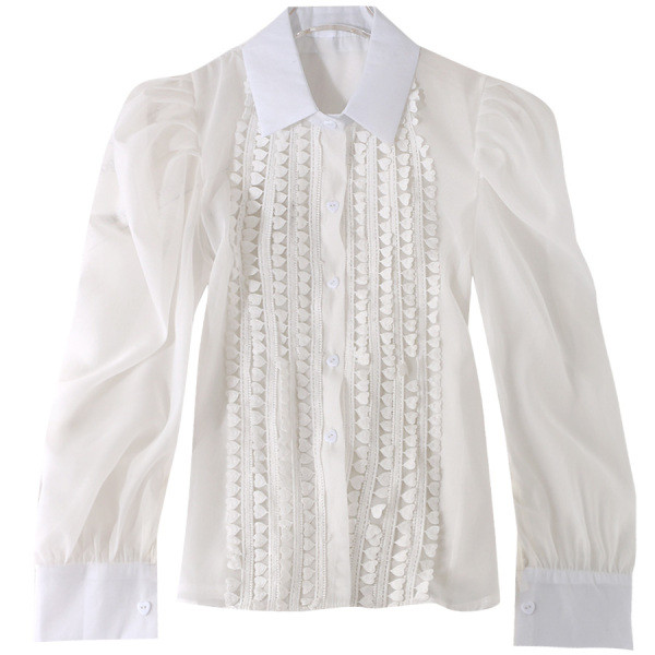 Модерна дамска риза с класическа яка и дълъг ръкав 