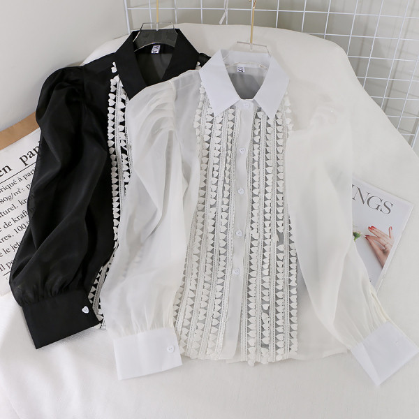 Модерна дамска риза с класическа яка и дълъг ръкав 