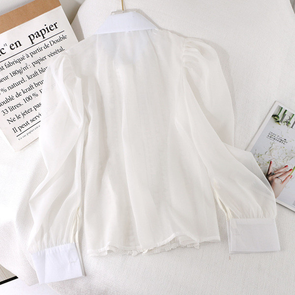 Модерна дамска риза с класическа яка и дълъг ръкав 