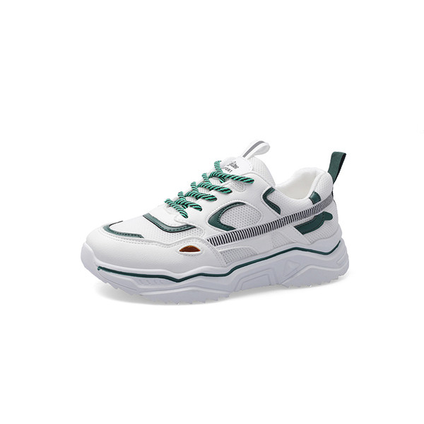 Дамски ежедневни маратонки с  цветни връзки в бял цвят от еко кожа 