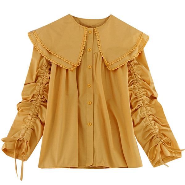 Модерна дамска риза с копчета и връзки на ръкавите в два цвята