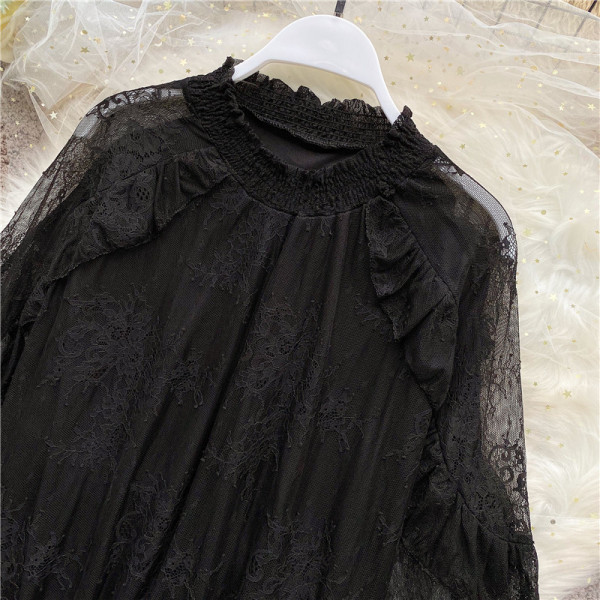 Модерна дамска риза с бродерия и дълъг широк ръкав в три цвята