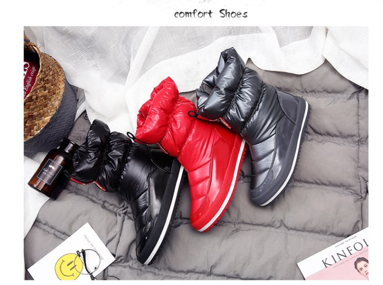 Топли и водоустойчиви ботуши тип апрески в сив и червен цвят