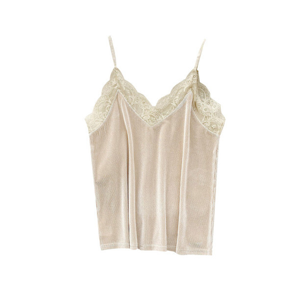 Дамски потник с тънки презрамки и дантела в няколко цвята