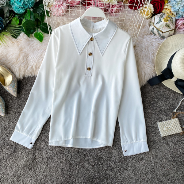 Модерна дамска риза с класическа яка и копчета в три цвята