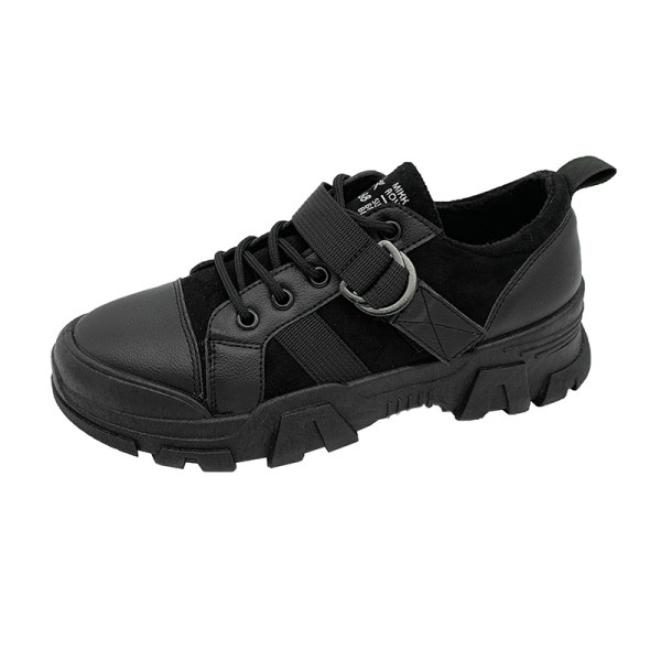 Γυναικεία αθλητικά παπούτσια με ίσα πέλματα σε μπεζ και μαύρο χρώμα