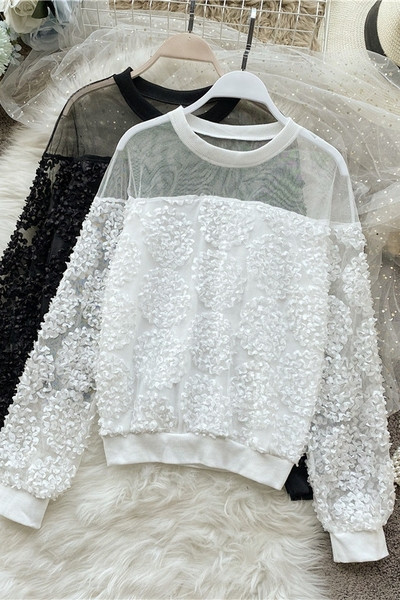 Γυναικεία μπλούζα με ωοειδές λαιμόκοψη και μακριά μανίκια σε τρία χρώματα