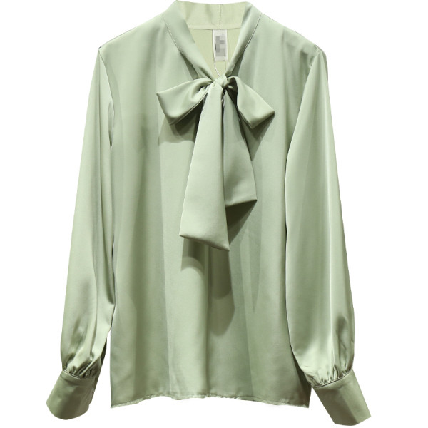 Κομψό γυναικείο πουκάμισο με κορδόνια και μακρύ μανίκι - ρετρό στυλ