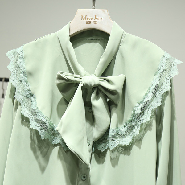 Νέο μοντέλο γυναικείο πουκάμισο με δαντέλα, λωτούς μανίκια και κορδόνια