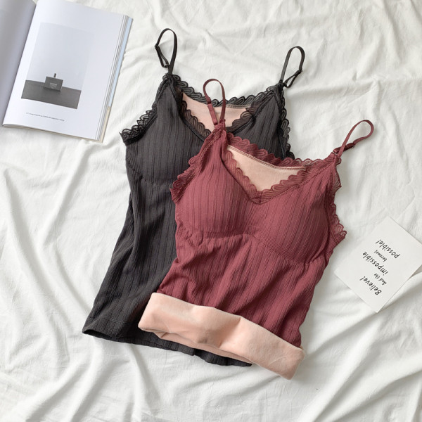 Αμάνικο γυναικείο με δαντέλα και βελούδινη επένδυση