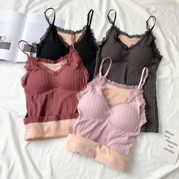 Αμάνικο γυναικείο με δαντέλα και βελούδινη επένδυση