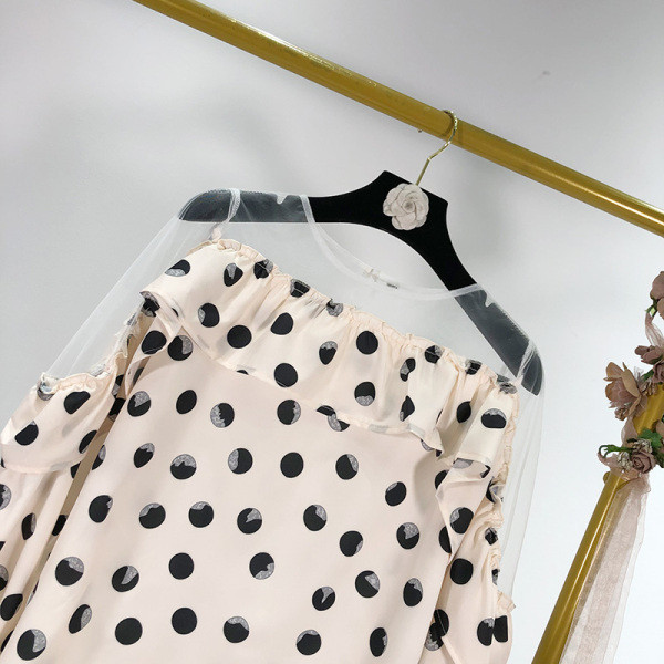 Νέο μοντέλο ανοιξιάτικη μπλούζα με βολάν και τούλι