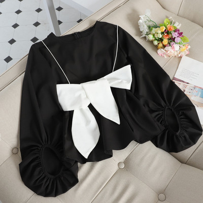 Modern női sifon blúz nagy szalaggal