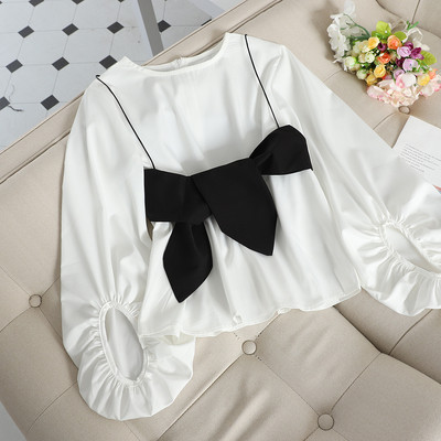 Modern női sifon blúz nagy szalaggal