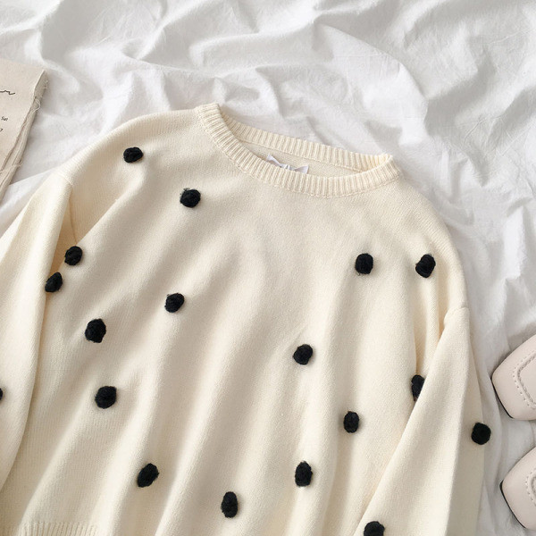 Καθημερινό γυναικείο πουλόβερ με μακρύ μανίκι με στοιχεία 3D