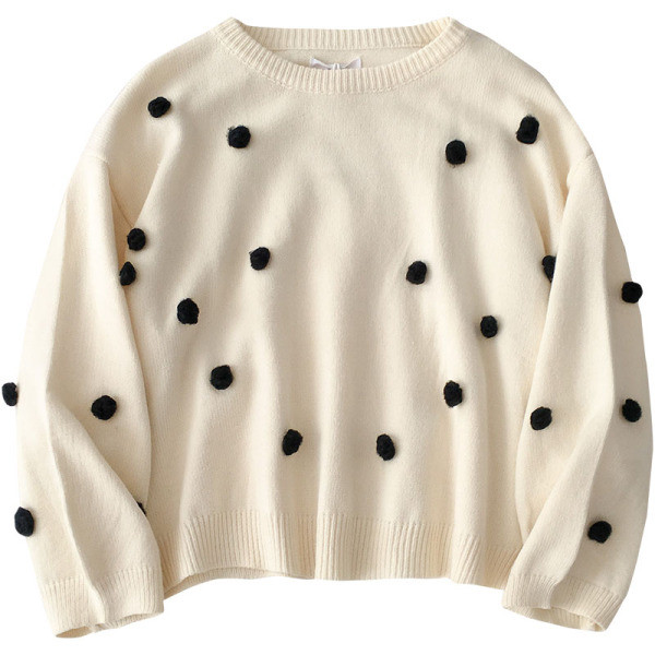 Καθημερινό γυναικείο πουλόβερ με μακρύ μανίκι με στοιχεία 3D