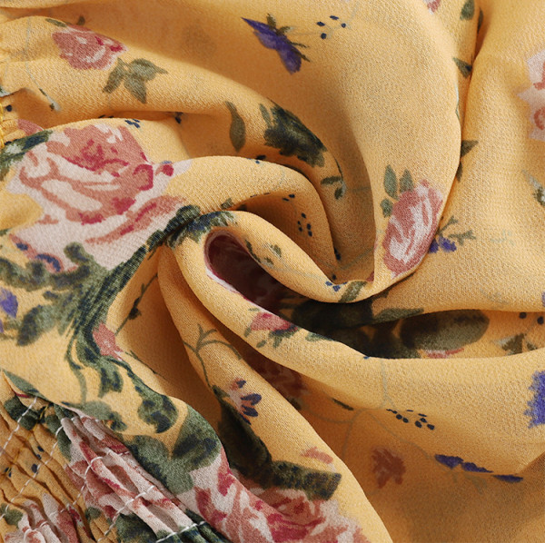 Floral γυναικεία μπλούζα με μανίκια και κορδόνια